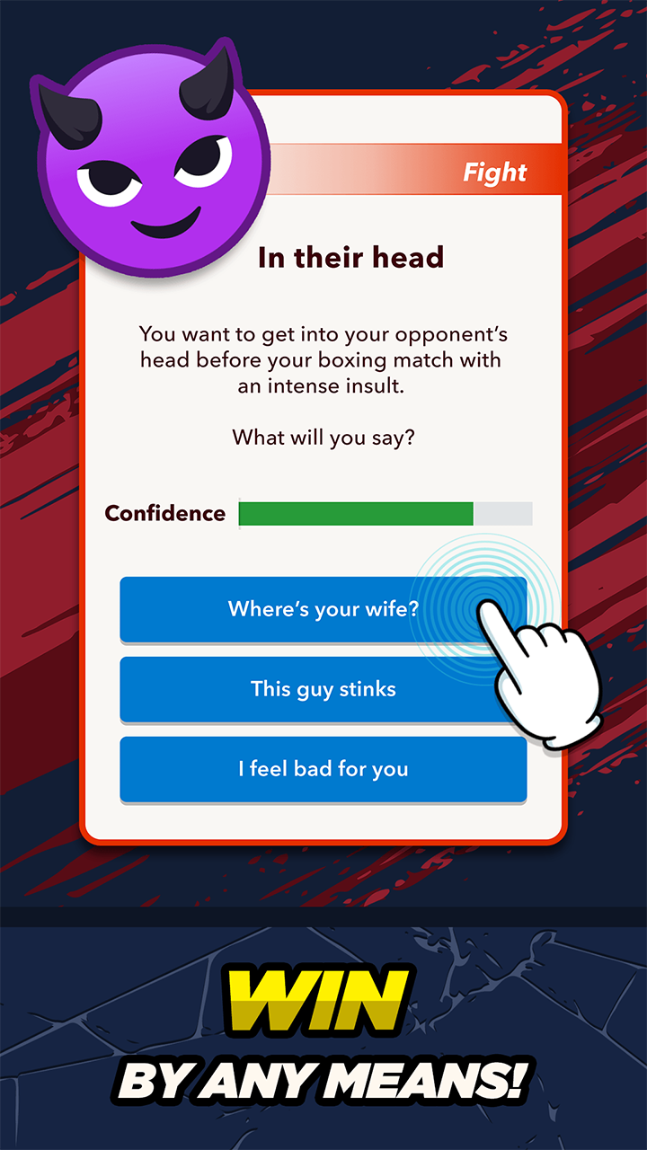 BitLife character insulting a rival fighter on the street