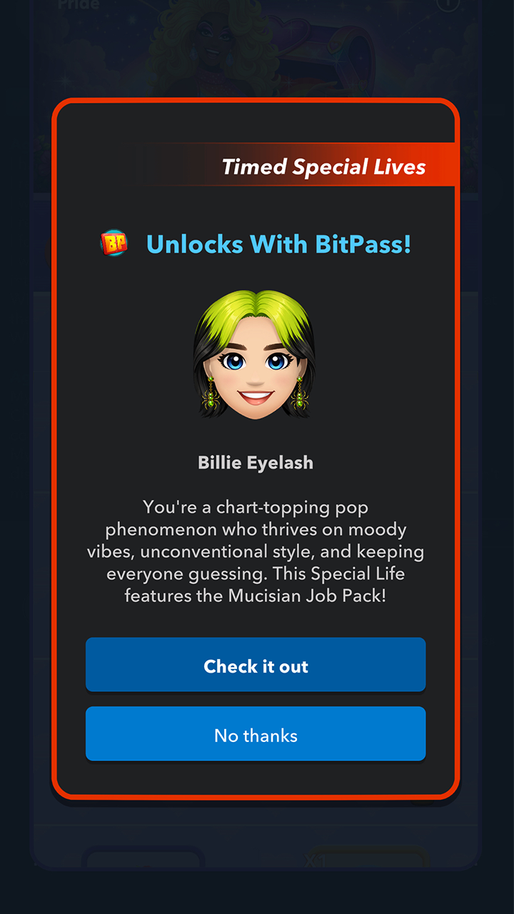 Billie Eyelash Special Life screen